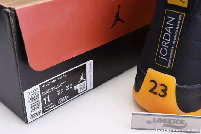 Official Maikesneakers Black Gold 130690-070 Jordan Retro 12 Air University 0521
